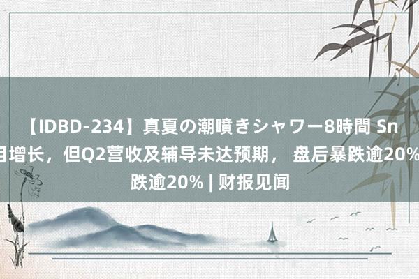 【IDBD-234】真夏の潮噴きシャワー8時間 Snap用户数目增长，但Q2营收及辅导未达预期， 盘后暴跌逾20% | 财报见闻