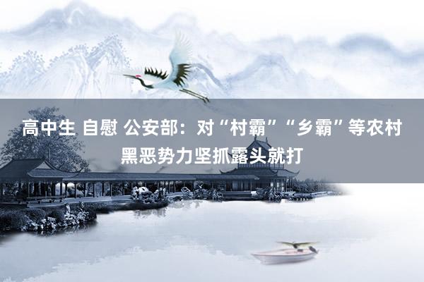 高中生 自慰 公安部：对“村霸”“乡霸”等农村黑恶势力坚抓露头就打