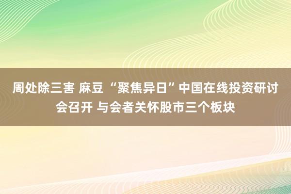 周处除三害 麻豆 “聚焦异日”中国在线投资研讨会召开 与会者关怀股市三个板块